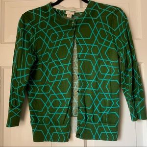 Clare Cardigan J. Crew Green & Turquoise Blue M
